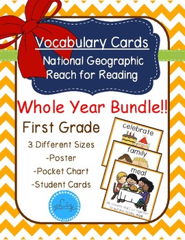 Preview of Vocab Cards National Geographic Reach for Reading First Grade WHOLE YEAR BUNDLE!
