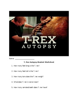 Preview of T. rex Autopsy Worksheet for National Geographic Video
