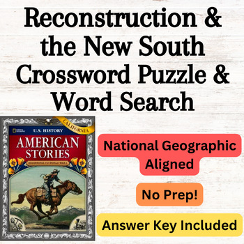 Preview of National Geographic US History Ch. 17 Reconstruction Crossword & Word Search