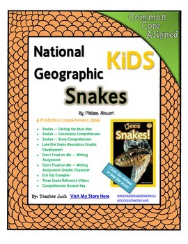 Preview of National Geographic Kids Snakes {Nonfiction Comprehension Guide}