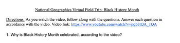Preview of National Geographics Virtual Field Trip: Black History Month