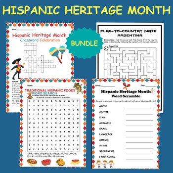 Preview of National Hispanic Heritage Month Activities Sheets Bundle