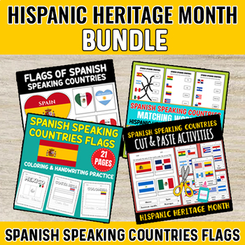 Preview of National Hispanic Heritage Month Bundle : Spanish Speaking Countries Flags