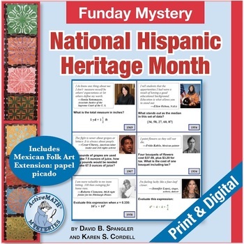 Preview of National Hispanic Heritage Month: Math Funday Mystery Puzzle & Art Activity