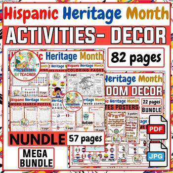 Preview of National Hispanic Heritage Month Mega bundle | classroom décor and activities