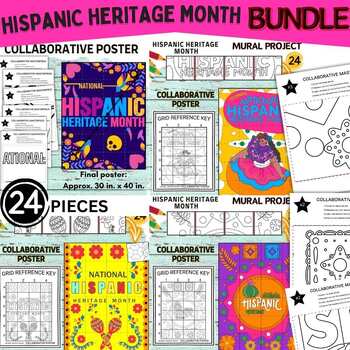 Preview of National Hispanic Heritage Month  Mural Project Collaborative Posters BUNDLE