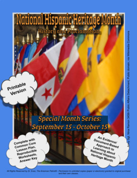 Preview of National Hispanic Heritage Month (Special Month Series)- PDF for Handouts [SEPT]