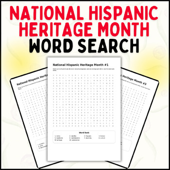 Preview of National Hispanic Heritage Month Word Search - Learn about Hispanic Culture!