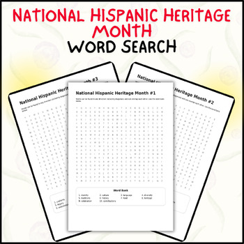 Preview of National Hispanic Heritage Month Word Search Puzzle: Celebrate Hispanic Culture