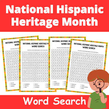 Preview of National Hispanic Heritage Month Word Search Puzzle Game | Worksheet Activity