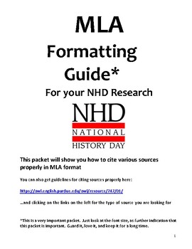 Preview of National History Day (NHD) MLA Bibliography and Formatting Guide