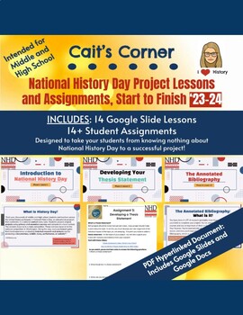 Preview of National History Day Projects From Start to Finish 2023-2024