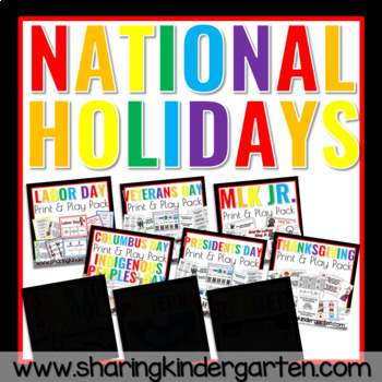 Preview of National Holiday Bundle Social Studies Kindergarten 1st Grade