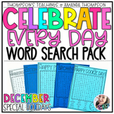 National Holiday Word Search Puzzle Worksheets | Silly Dec