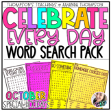 National Holiday Word Search Puzzle Worksheets | Silly Oct