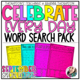 National Holiday Word Search Puzzle Worksheets | Silly Sep