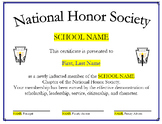 National Honor Society Certificates