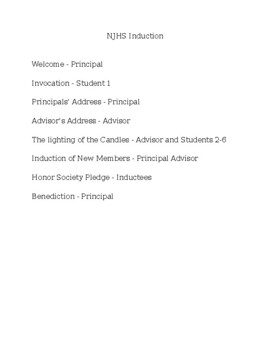 Preview of National Junior Honor Society Induction Ceremony Script (Christian School)