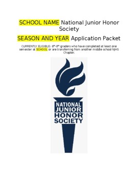 Preview of National Junior Honor Society (NJHS) Application Packet