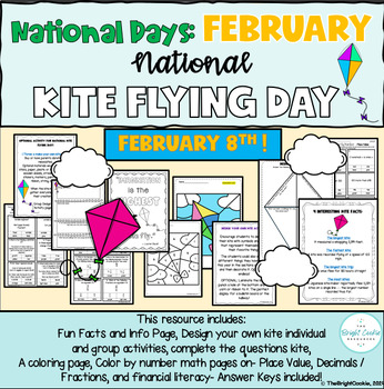 Preview of National Kite Flying Day! Feb. 8th! Fun and Differentiated Crafts and Math!