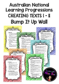 Preview of National Learning Progressions Creating Texts 1-11 Bump It Up Wall (scribble BG)