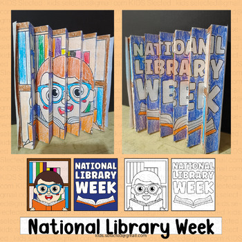 Preview of National Library Week Activities Coloring Page Bulletin Board Agamograph Craft