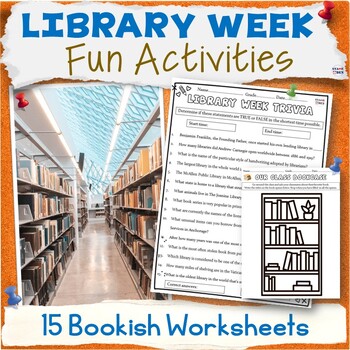 Preview of National Library Week Activity Packet, Prompts, Worksheets, Emergency Sub Plans