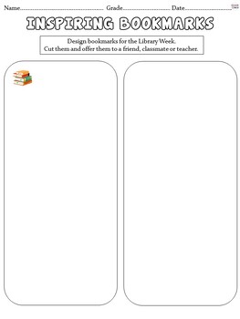 Preview of National Library Week Activity - Bookmarks Template Fun Craft Writing Worksheet