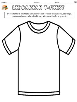 Preview of National Library Week Activity and Worksheet - T-Shirt Fun Craft Template
