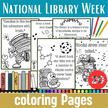 Preview of National Library Week  Coloring pages | Library Coloring Sheets