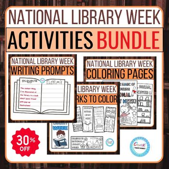 Preview of National Library Week Printable activities,coloring pages,writing craft,bookmark