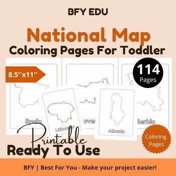 Preview of National Map*Toddler Coloring Book 8.5x11 114 pages