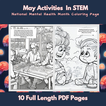 Preview of National Mental Health Coloring Pages for STEM May Activity : Coloring Pages