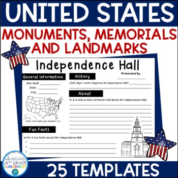 Preview of National Monuments, Memorials, & Landmark Report Templates