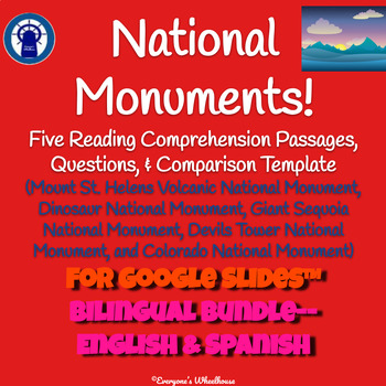 Preview of National Monuments Passages, Questions, & More Google Slides™ Bilingual Bundle