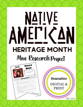 Preview of National Native American Heritage Month Mini Research Biography Project -DIGITAL