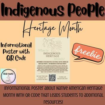 Preview of National Native American Heritage Month Poster with QR Code (leads to resources)
