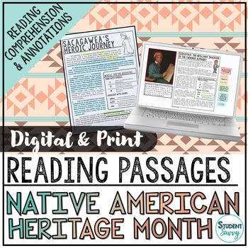 Preview of National Native American Heritage Month Reading Comprehension Passages Writing