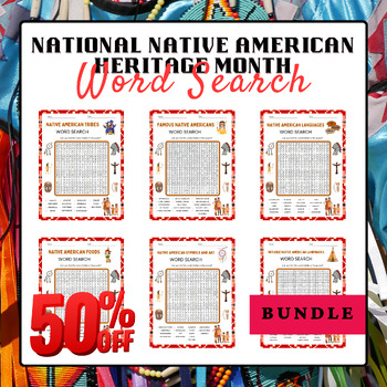 Preview of National Native American Heritage Month Words Search Puzzles Bundle