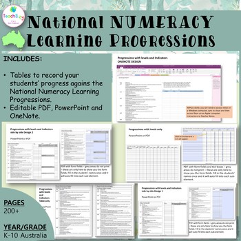 Preview of National Numeracy Learning Progressions Tables Australia VER2 and VER3