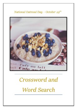 National Oatmeal Day October 29th Crossword Puzzle Word Search Bell