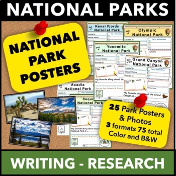 Preview of National Parks Research Project | Graphic Organizers Posters Writing Earth Day