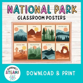 Preview of National Park Posters Set of 24 - Adventure Bulletin Board & Classroom Decor!