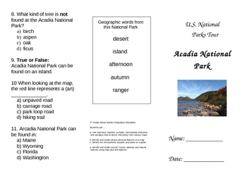 Preview of National Park Project - Primary Geography and Writing Standards