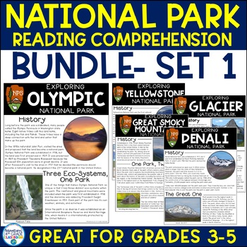 Preview of National Park Reading Comprehension Bundle: Set 1