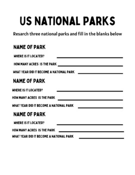 Preview of National Park Research
