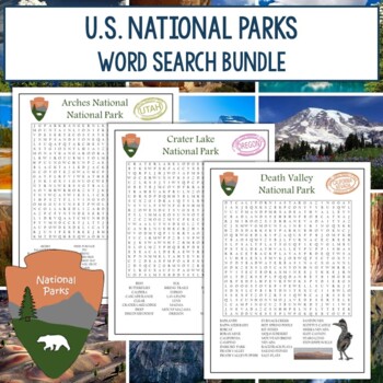 Preview of National Parks Word Search Bundle