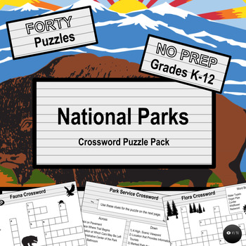 Preview of National Parks Crossword Puzzle Pack