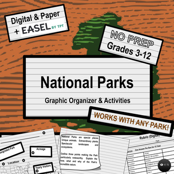 Preview of National Parks Graphic Organizer Guided Research Template