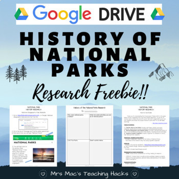 Preview of National Parks History Research FREEBIE